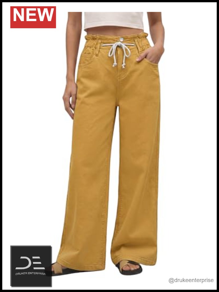High Waisted Wide Leg Baggy Jeans Stretch Elastic Waist Bell Bottom Y2k Pants